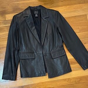 INC International Concepts Women's Black Leather Blazer Jacket